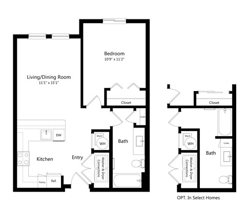 One Bedroom Floor Plan at Carson Crossing Apartments in Austin
